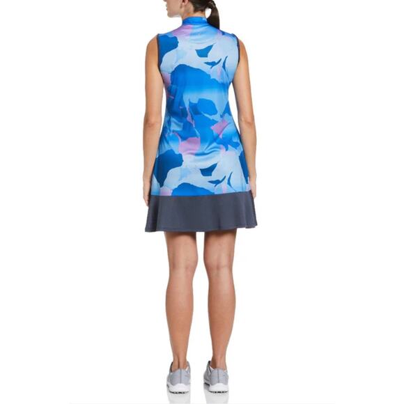 Callaway Abstract Gradient 1/4 Zip Sleeveless Golf Dress- Blue Sea Star Large - Picture 2 of 9